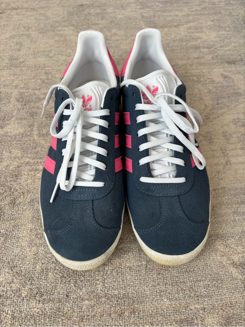 adidas Navy Sneakers with Pink Accents